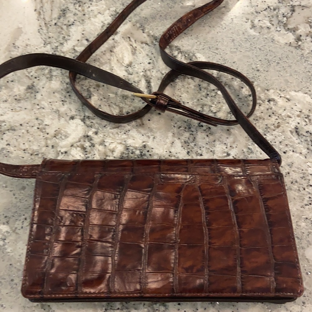 TUSK brown crocodile print cross body bag - Picture 4 of 4